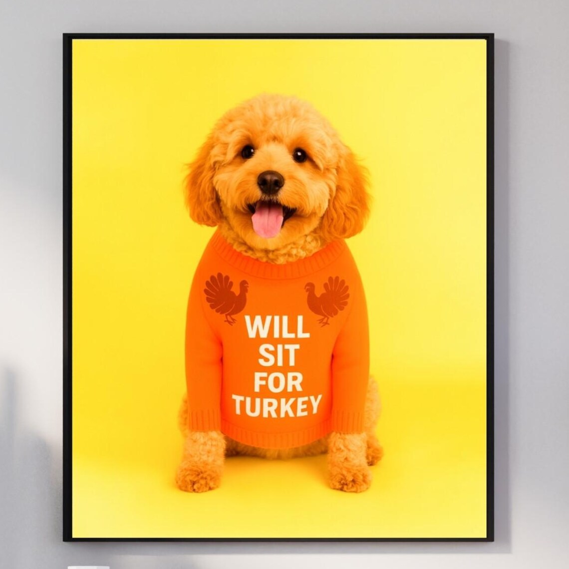 Cavapoo Thanksgiving Poster, Fall Pet Decor