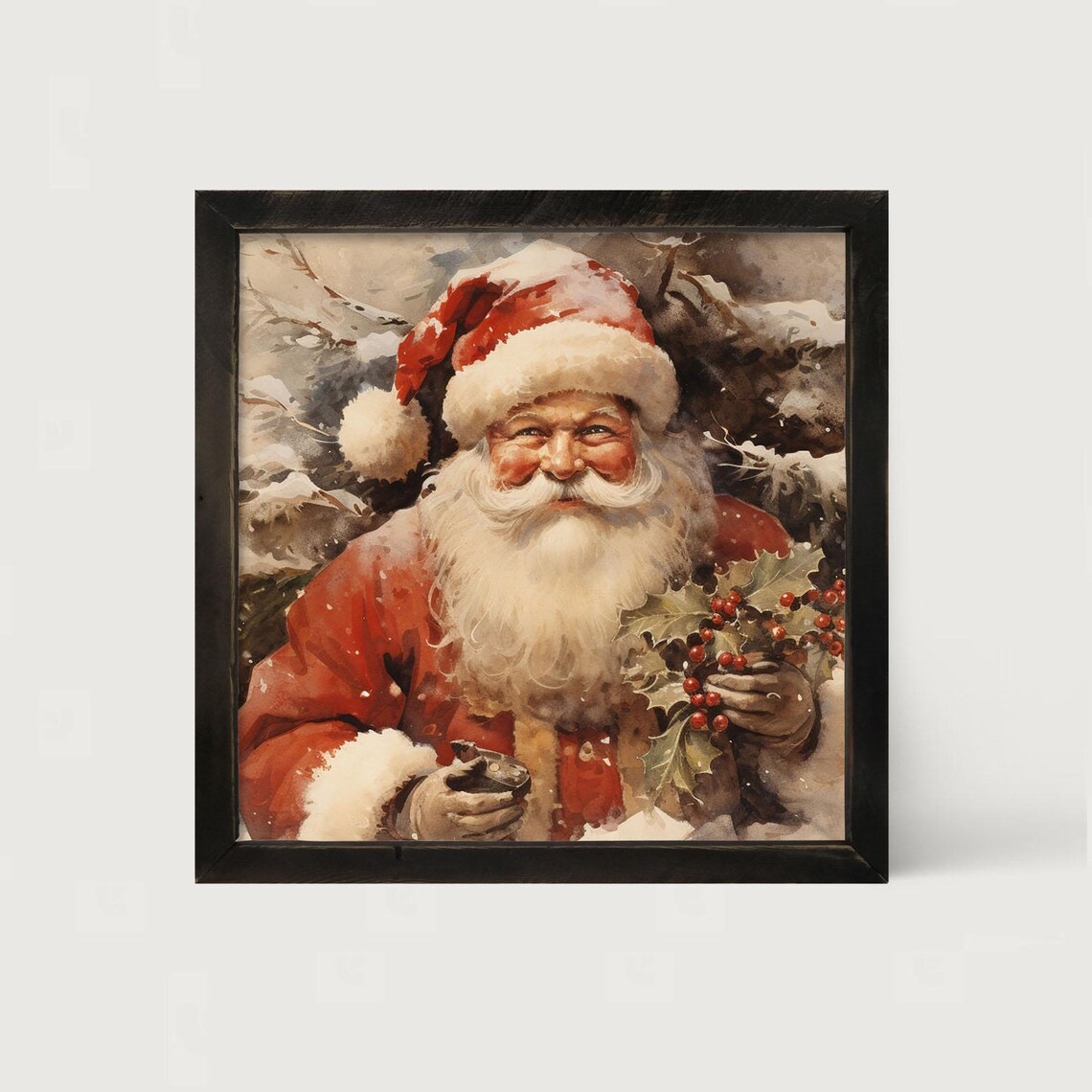 Modern Santa Smiling Christmas Holiday Art Print - Image 4