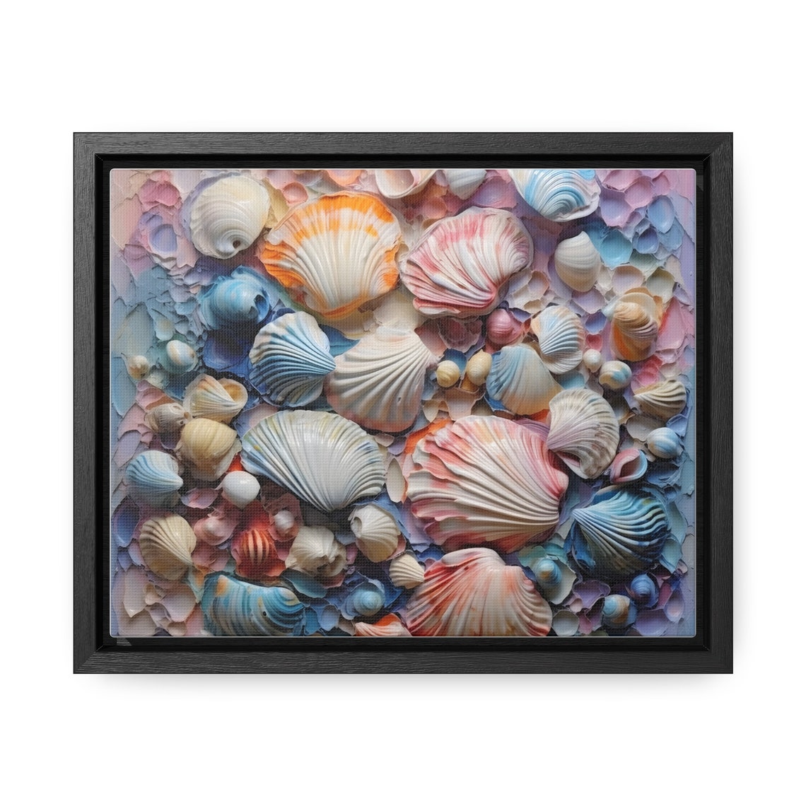 Pastel Seashell Collage Impasto Ocean Shell Texture Art Poster