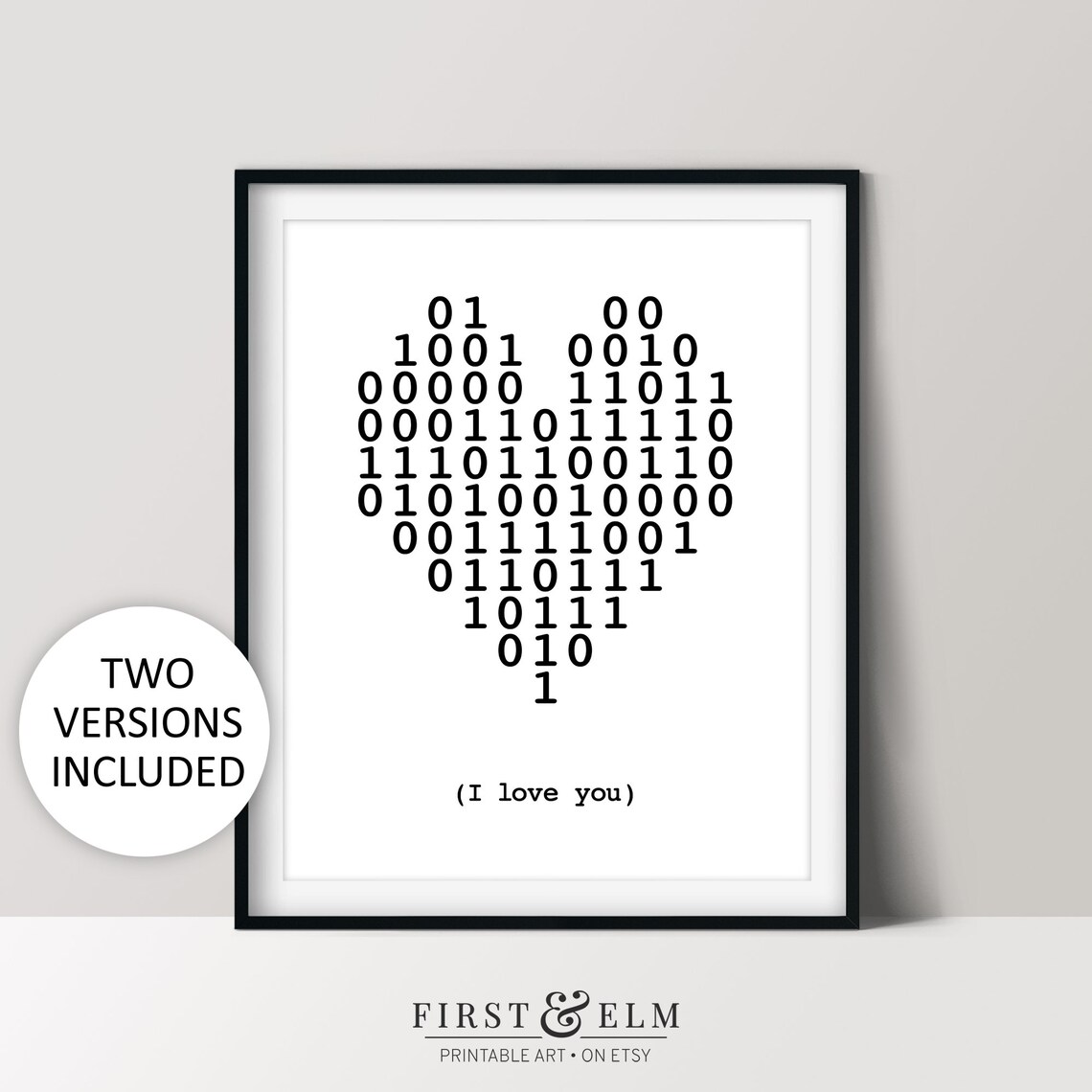 Binary Code Heart Shape I Love You Poster