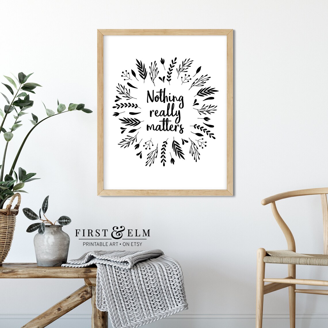 Nothing Really Matters Botanical Wreath Mauve Dark Humor Wall Poster - Image 3