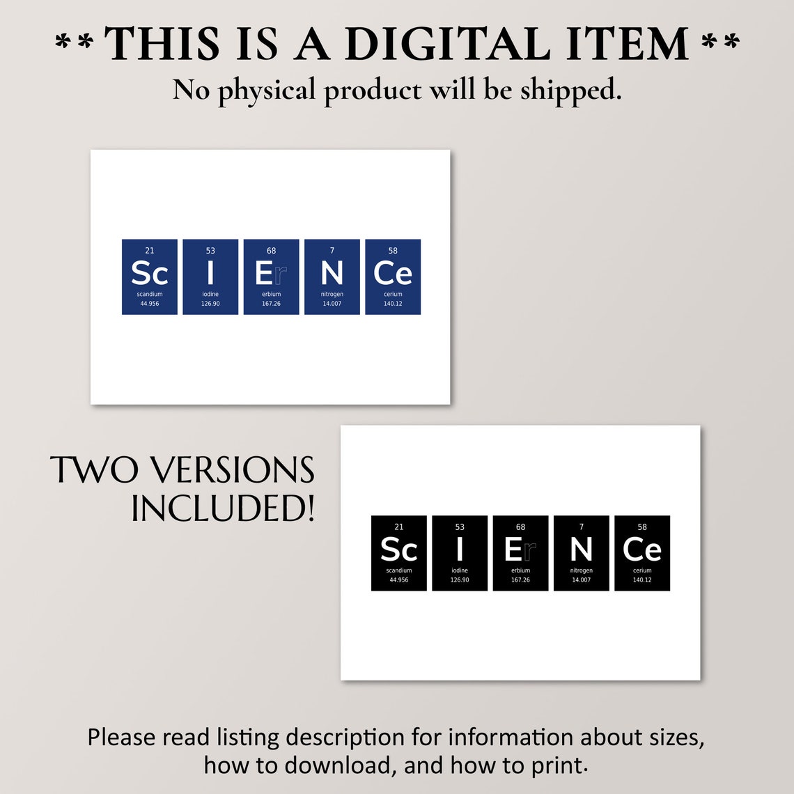 Science Periodic Table Elements Word Tiles Navy Blue Chemistry Poster - Image 4