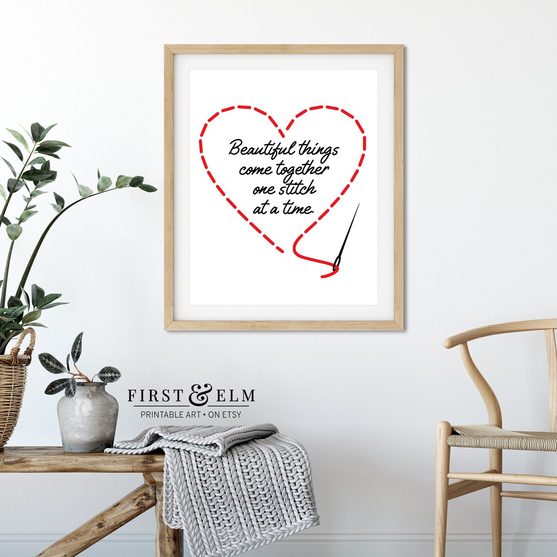 Beautiful Things Come Together One Stitch At A Time Heart Poster - Image 2
