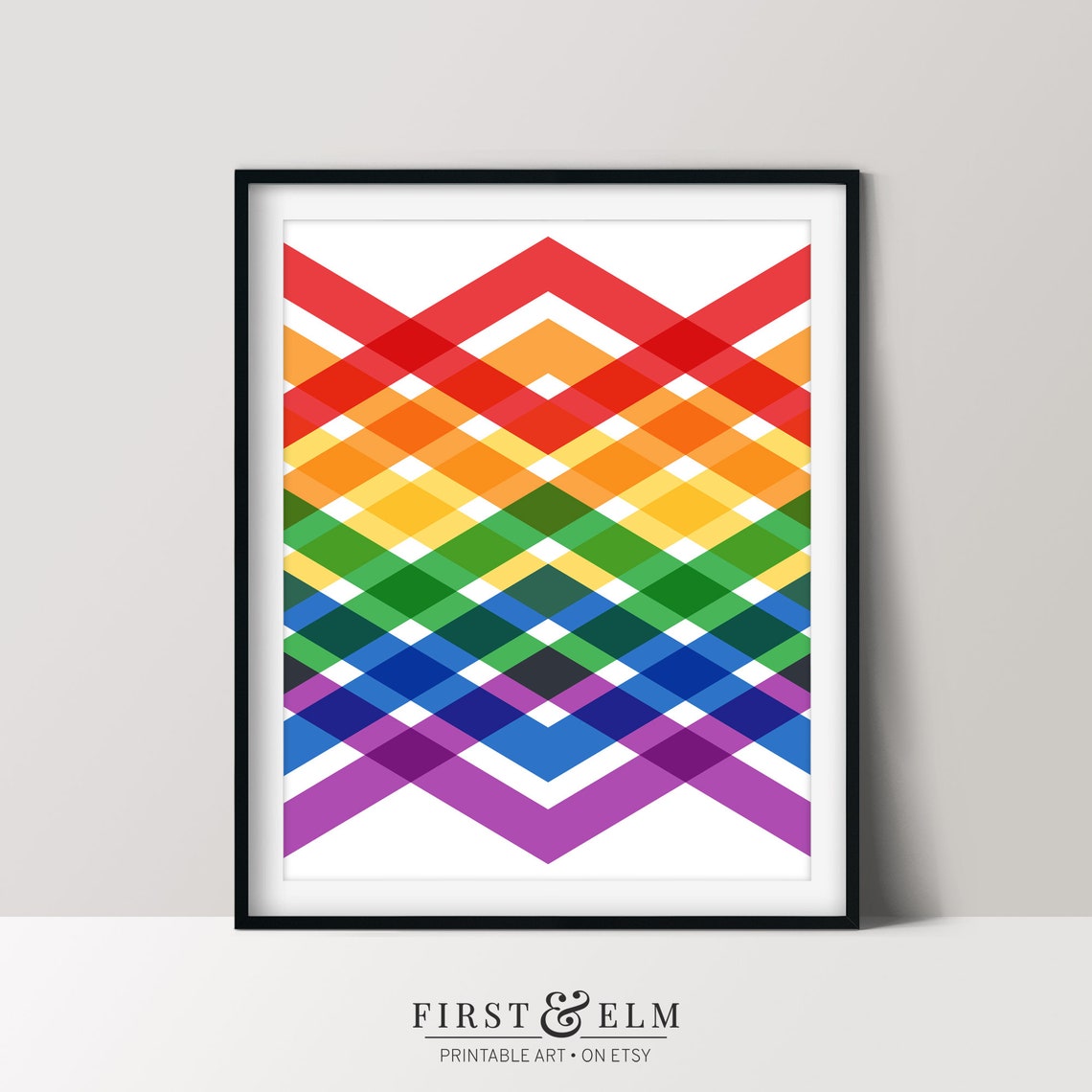 Pride Rainbow Geometric Chevron Diamond Pattern Lgbt Wall Art - Image 2