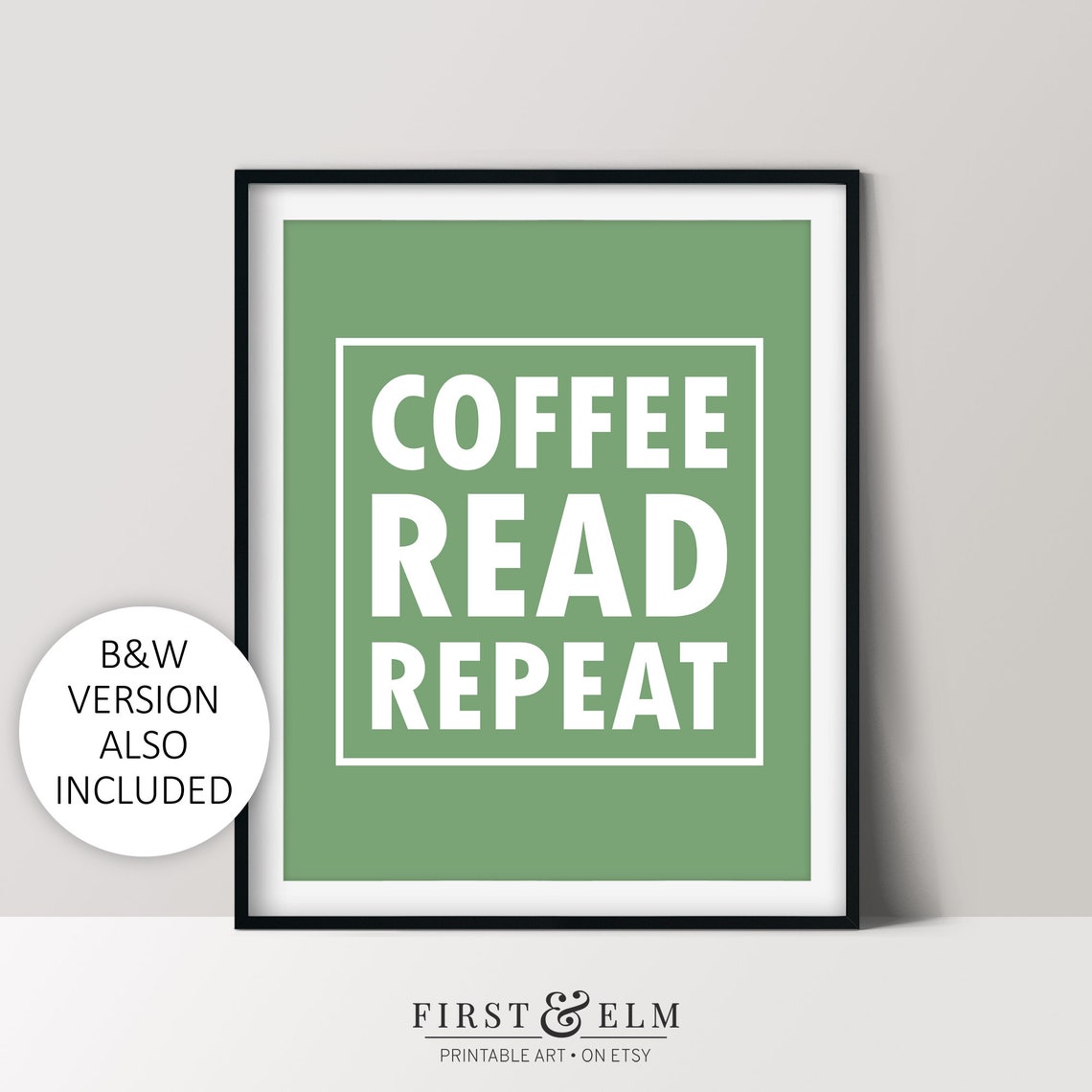 Coffee Read Repeat Poster Book Lover Gift Idea Nerdy Living Room Dcor Instant