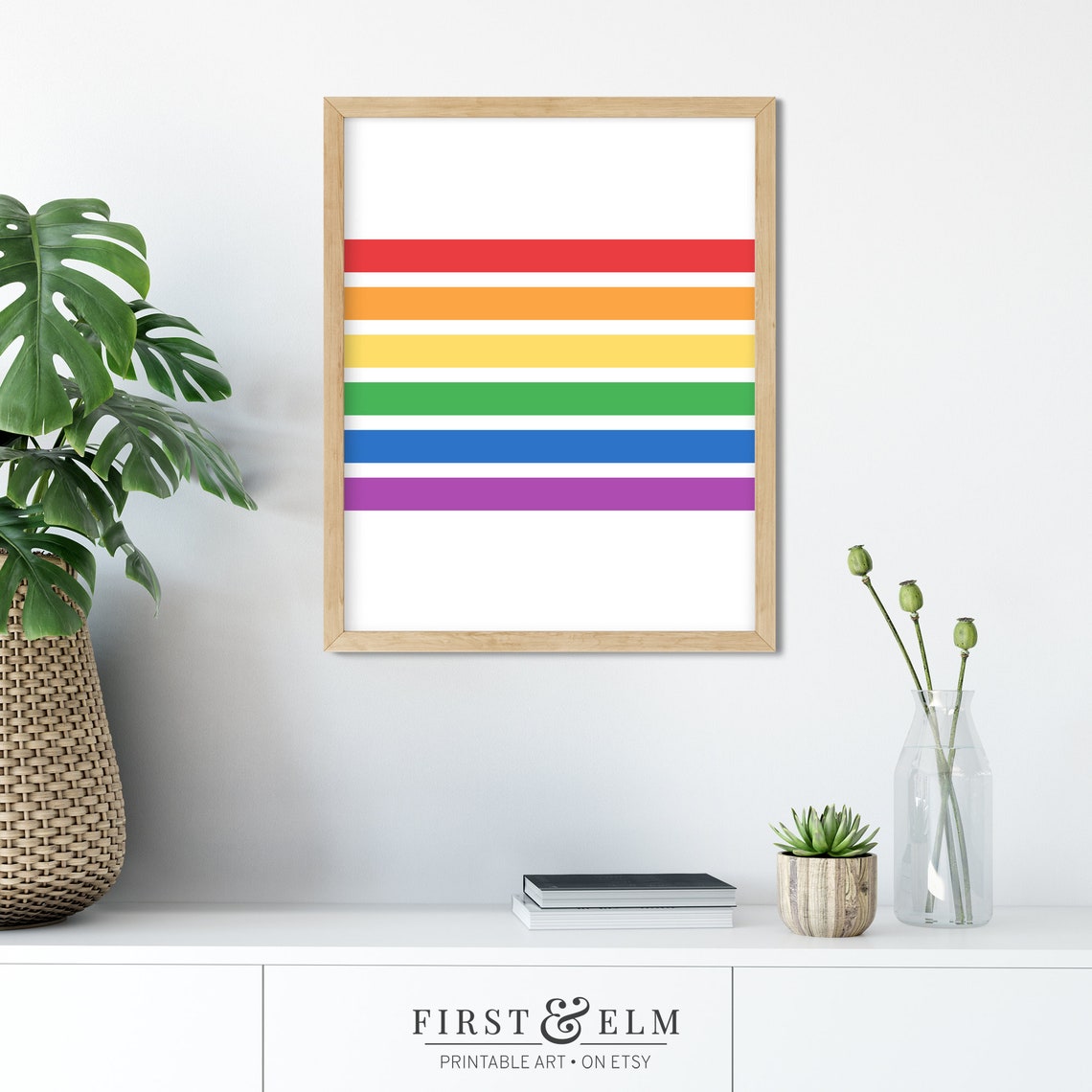 Minimalist Rainbow Pride Flag Stripes LGBTQ Support Wall Poster - Image 3