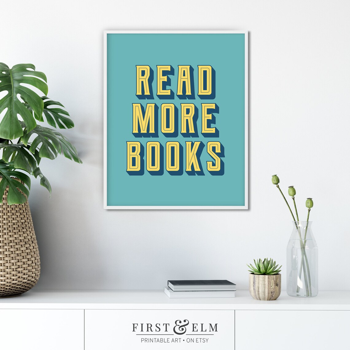 Read More Books Retro Book Lover Sign, Art Print - Image 3