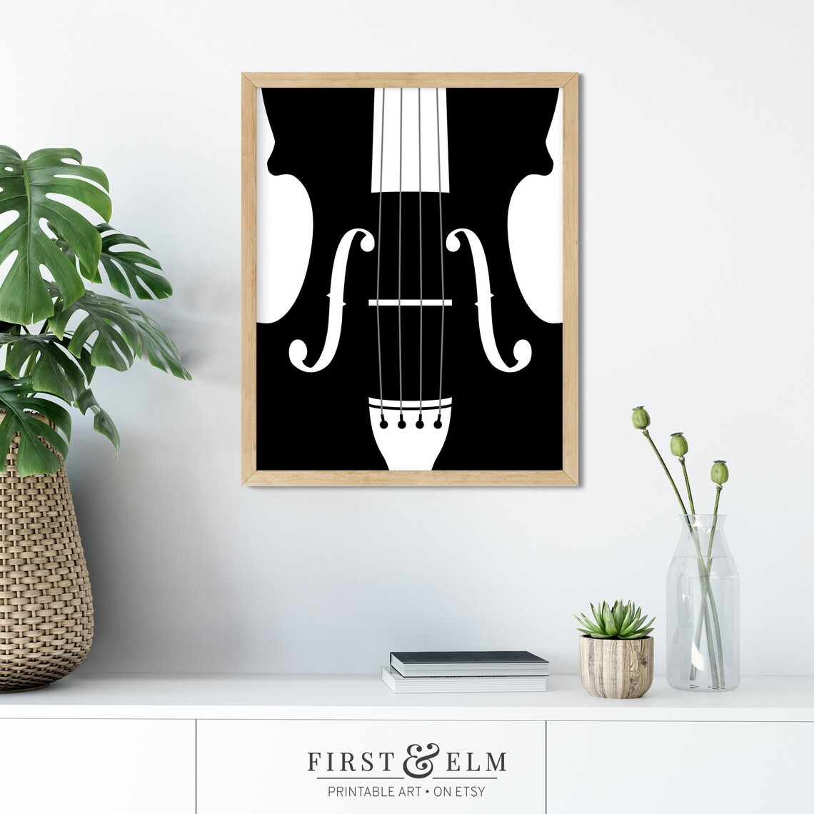 Violin Silhouette Minimalist Music Art Violinist Black White Print - Image 2