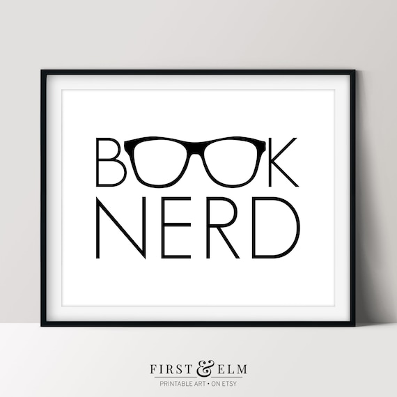 Book Nerd Glasses Typography Poster Reading Lover Library Art Gift