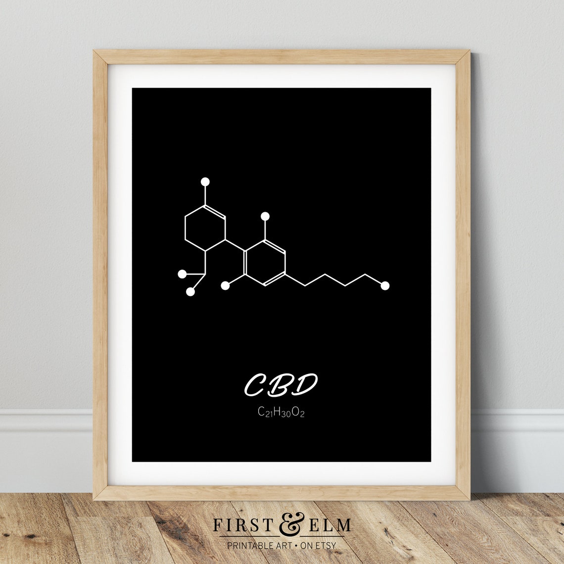 CBD Molecule Structure C21H30O2 Minimalist Chemistry Wall Poster - Image 2