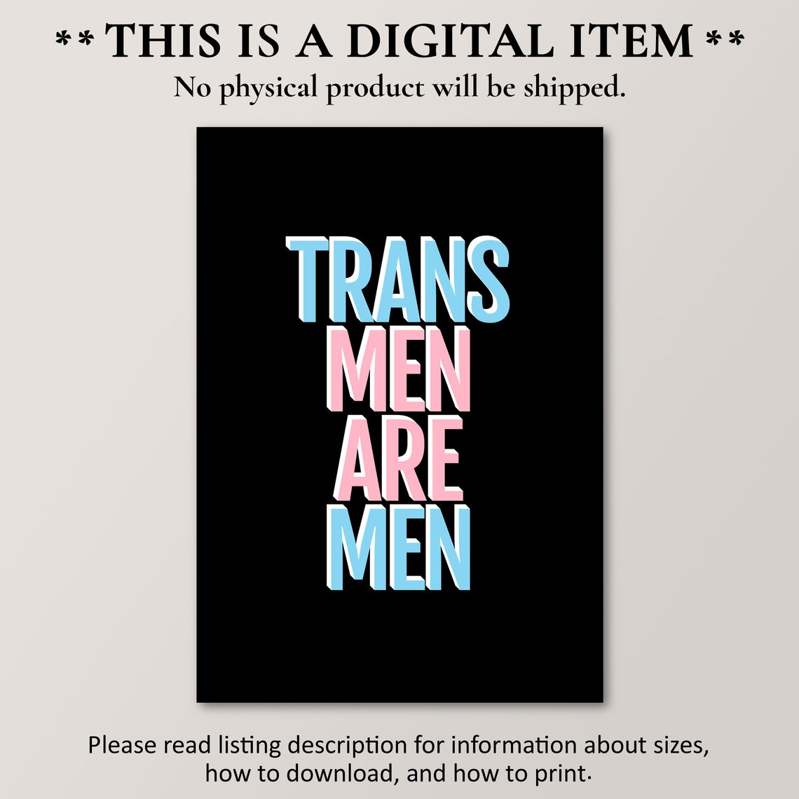 Trans Men Are Men Trans Flag Colors Pride Support Statement Art Print - Image 4