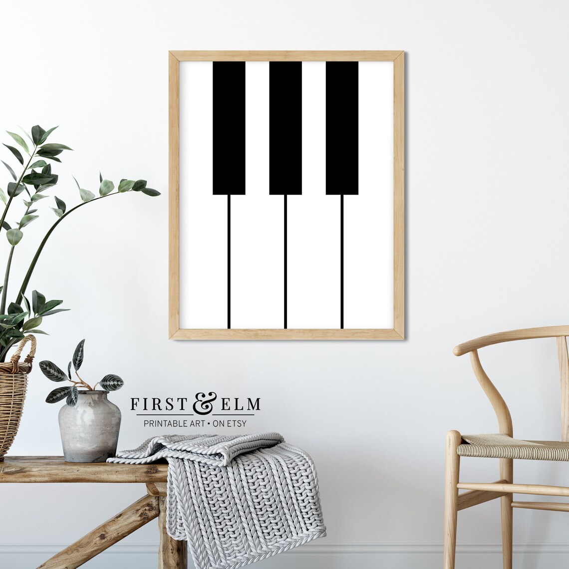 Minimalist Piano Keys Black and White Music Room Modern Art Poster - Image 3