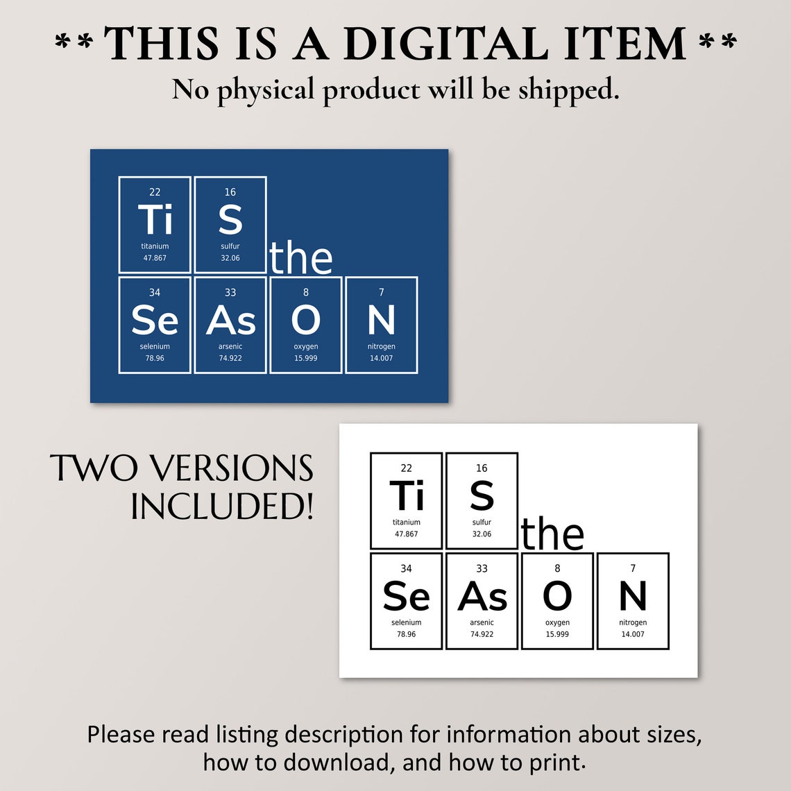 Tis The Season Periodic Table Elements Christmas Poster Science Nerd