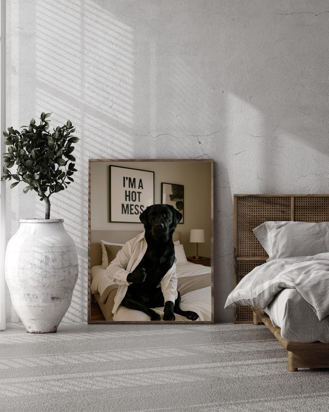 Funny Bedroom Dog Wall Poster Im A Hot Mess Black Lab Humor Decor