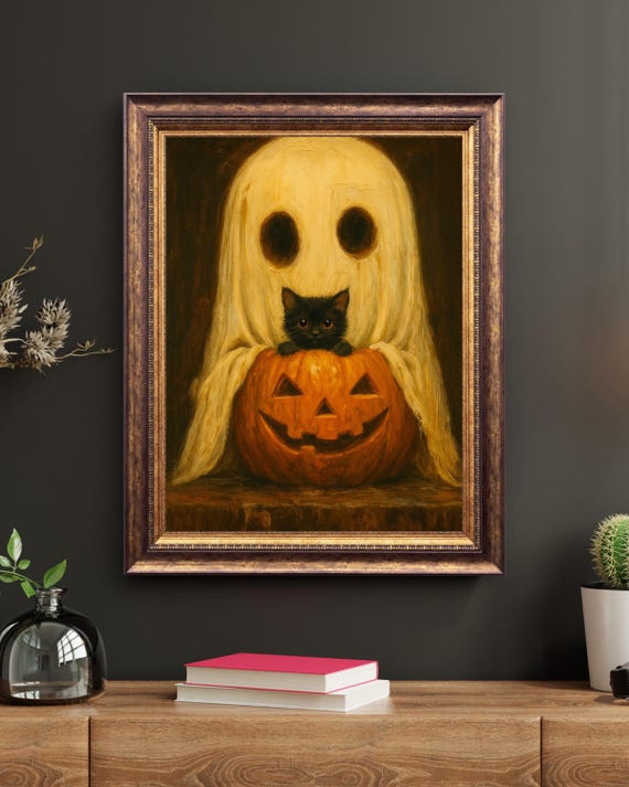With Black Cat Wall Art Vintage Halloween For Cozy Home Decor