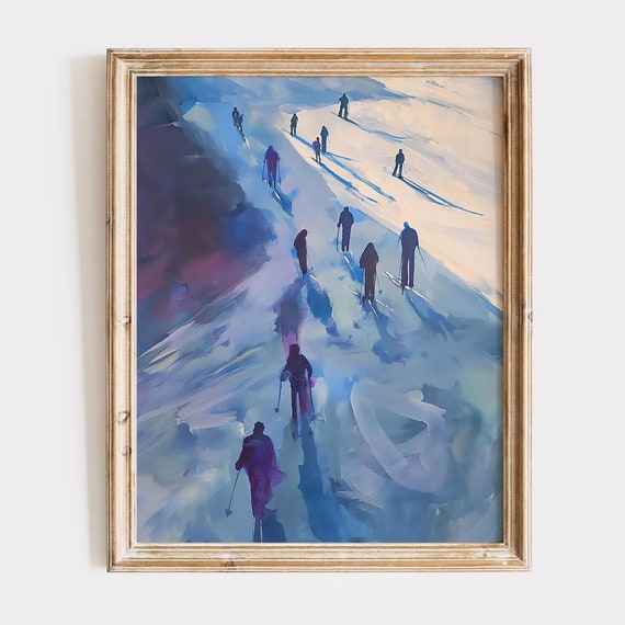 Ski Mountain Art Print Winter Landscape Painting