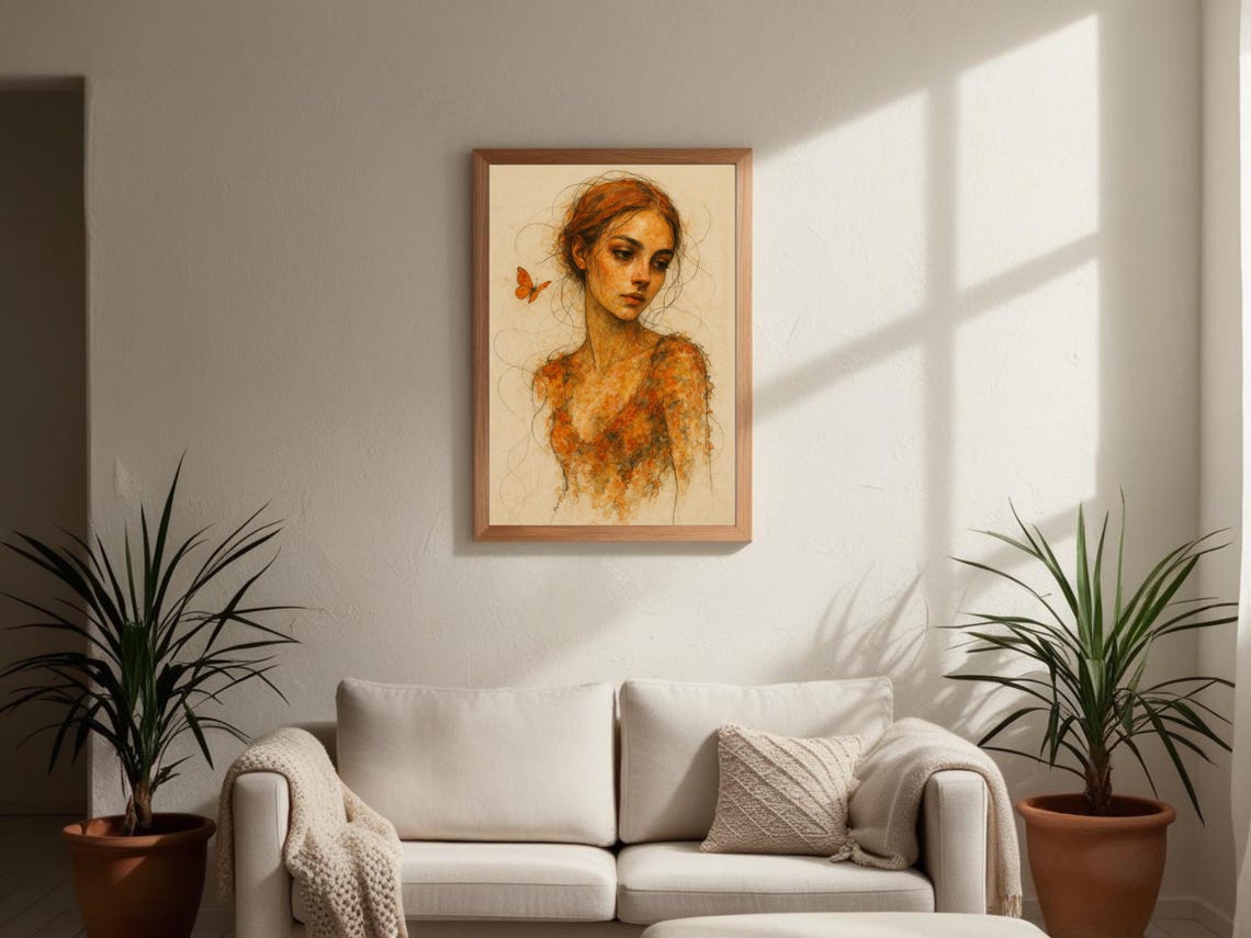 Autumn Inspired Woman Portrait, Vintage Renaissance - Image 3