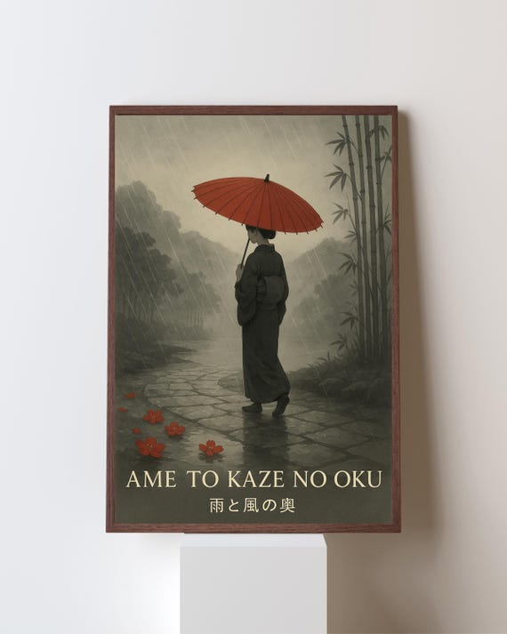 Ame To Kaze No Oku Japandi Art Print, Wabi Sabi