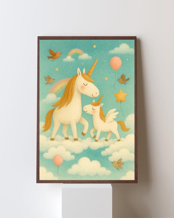 Unicorn Flying In The Sky, Whimsical Nursery Decor