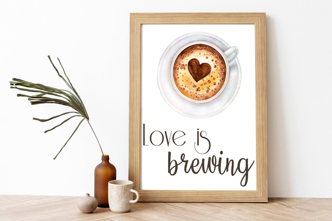 Love Is Brewing Coffee Bar Sign, Kitchen Decor