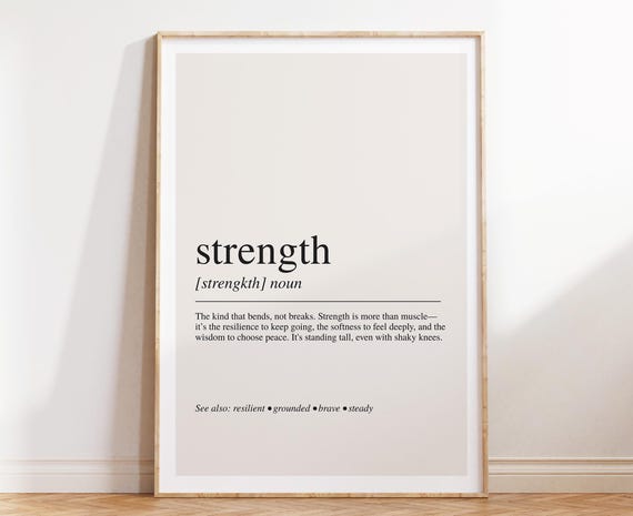Strength Definition Poster Empowering Minimalist Wall Art For Inner Power And Confidence