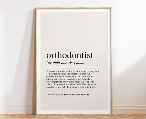 Orthodontist Definition Art Print, Dental Office Decor