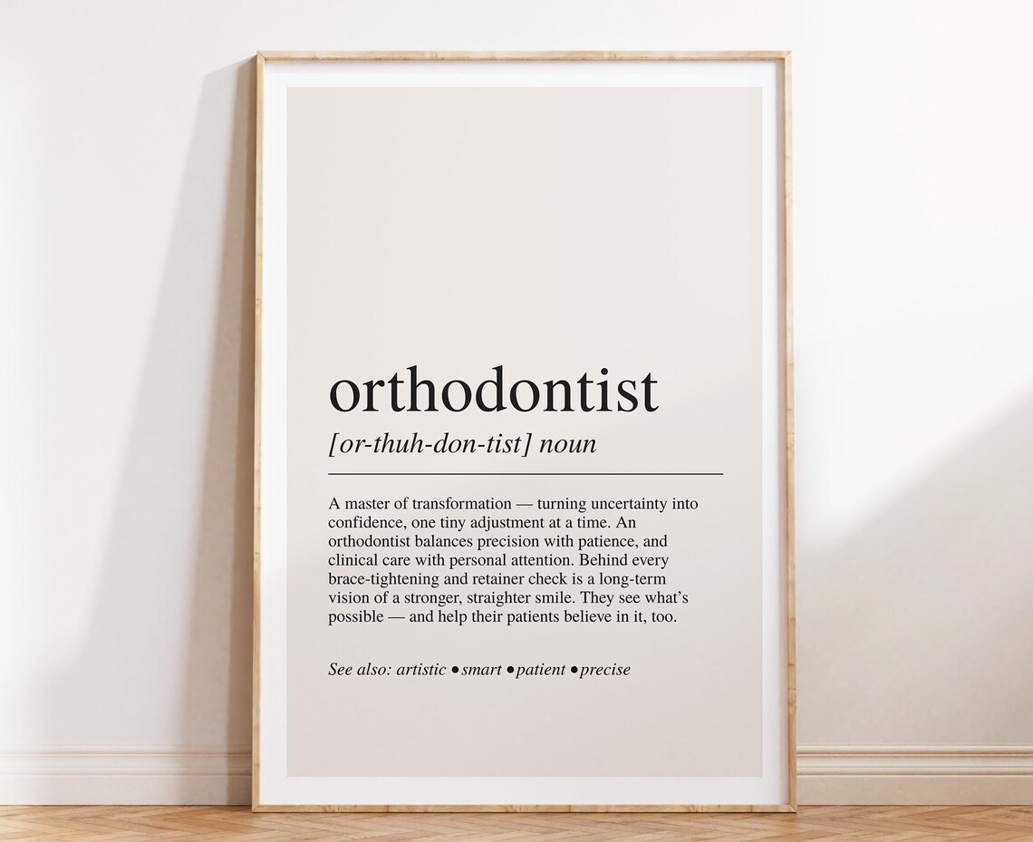 Orthodontist Definition Art Print, Dental Office Decor