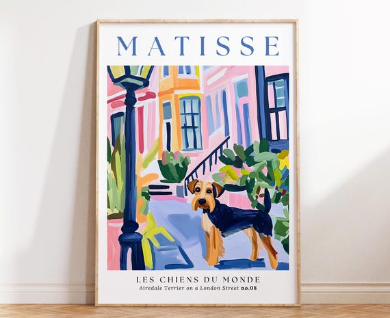 Airedale Terrier Art Print, Matisse Dog London