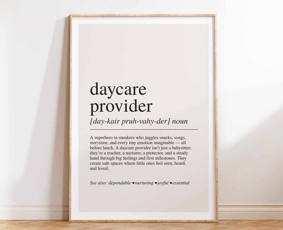Daycare Provider Definition Art Print, Teacher Appreciation