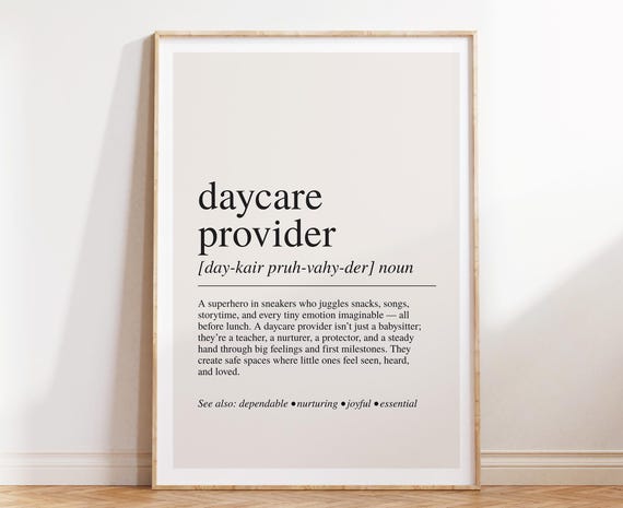 Daycare Provider Definition Art Print, Teacher Appreciation