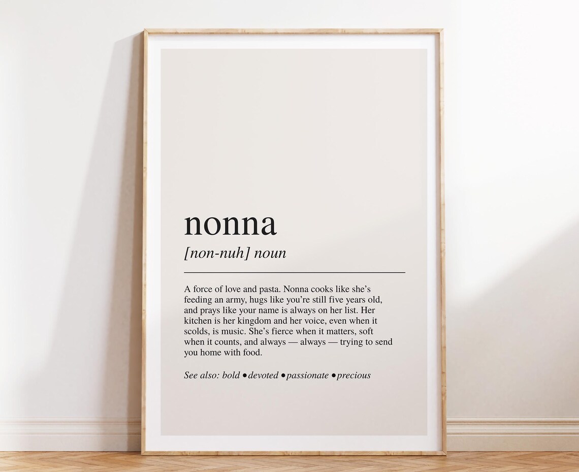 Nonna Definition, Italian Grandma Gift Quote Print