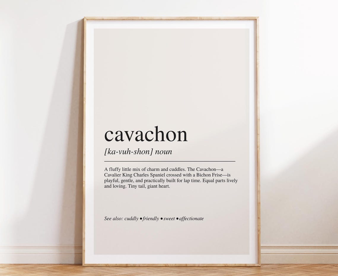 Cavachon Dictionary Definition Dog Breed Minimalist Beige Print