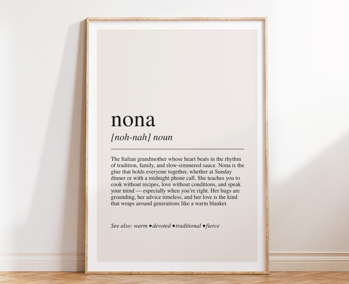 Nona Dictionary Definition Word Art Italian Grandma Gift Poster