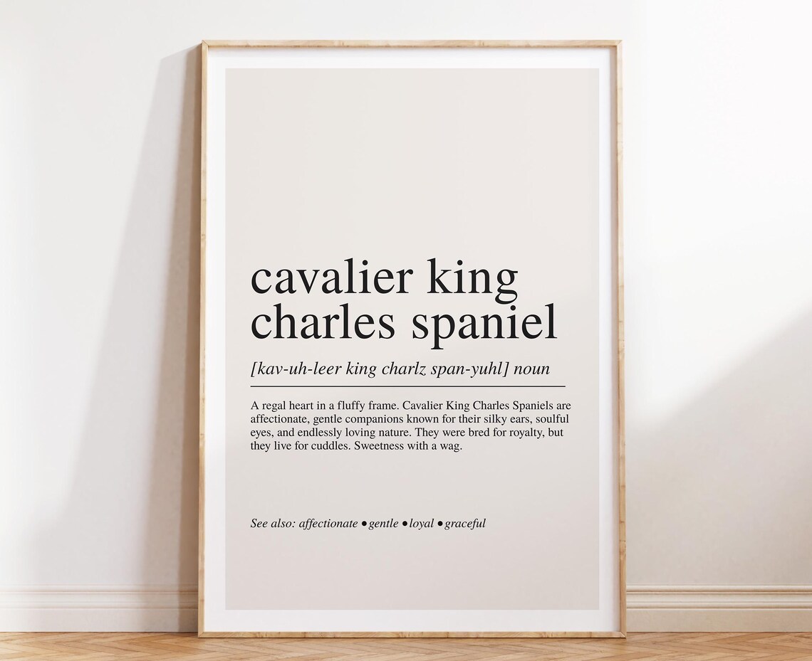 Cavalier King Charles Spaniel Breed Definition Minimalist Typography Print