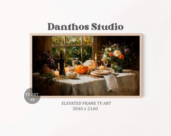 Rustic Thanksgiving Frame Tv Art Autumn Harvest Scene