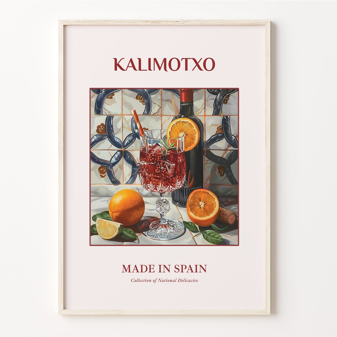 Kalimotxo Spanish Red Wine Cola Cocktail Orange Tile Art Poster
