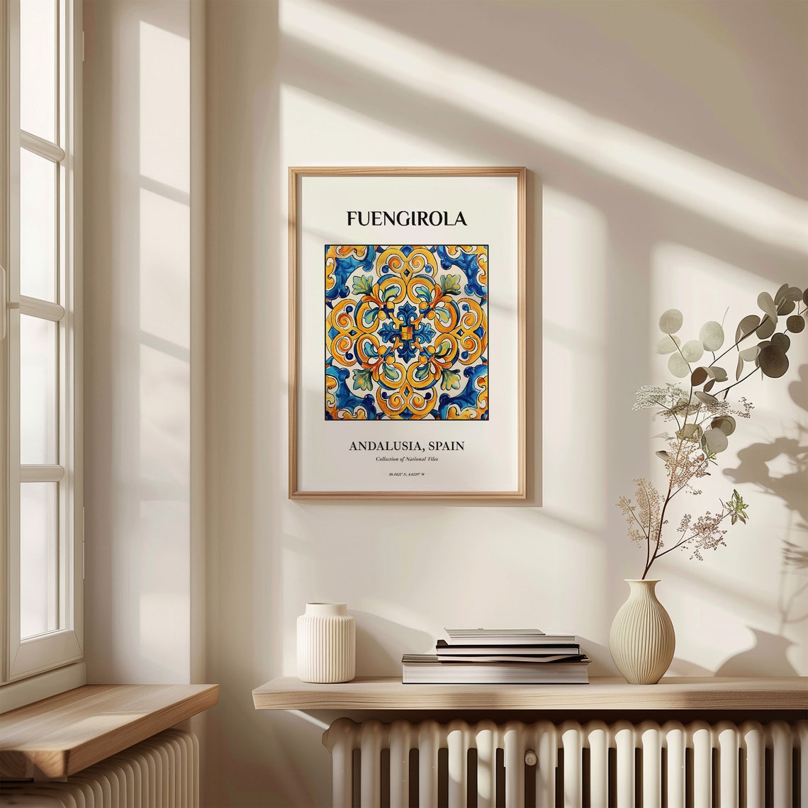 Fuengirola Andalusia Spain Golden Scroll Arabesque Tile Artwork Poster - Image 3