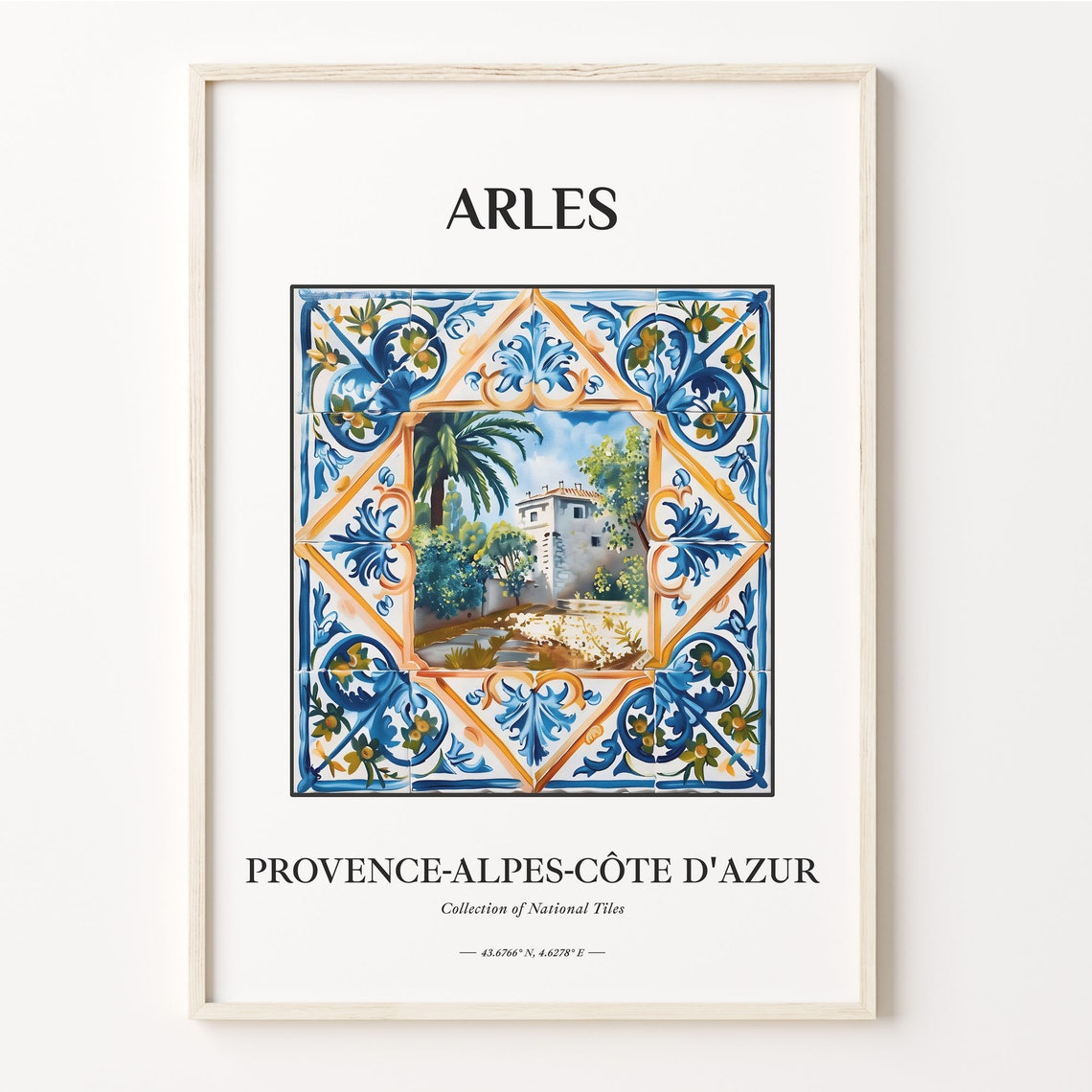 Arles Provence France Sunlit Villa Palm Tile Frame Art Poster