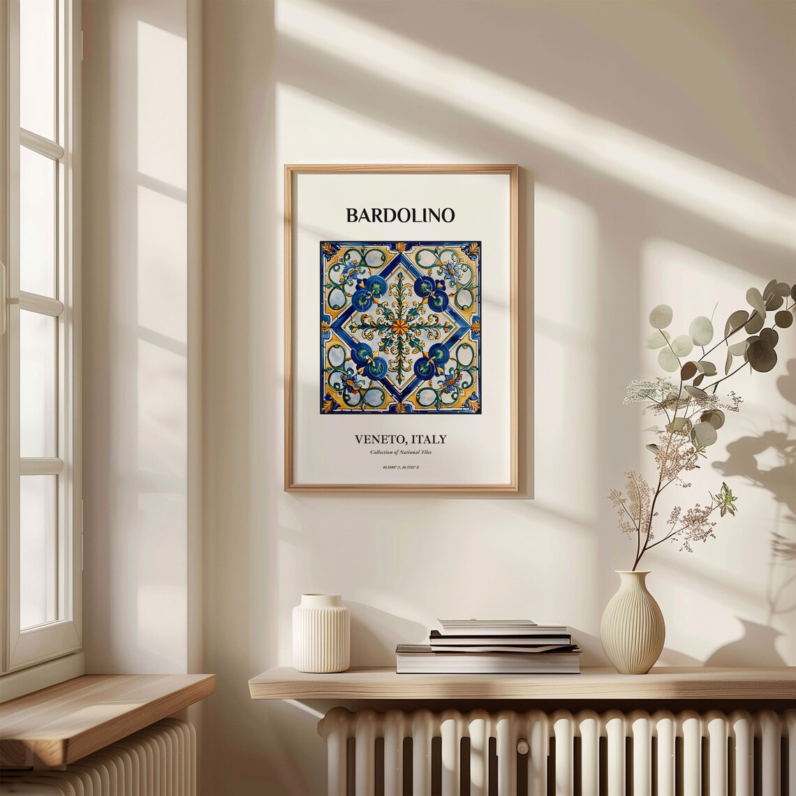 Bardolino Veneto Italy Blue Yellow Floral Maiolica Tile Art Poster - Image 3