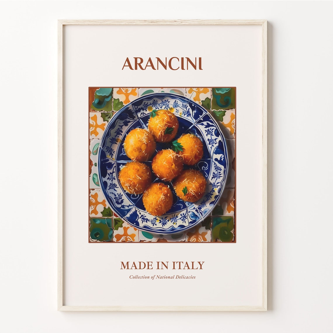 Arancini Italian Fried Rice Balls Tile Plate Kitchen Wall Poster