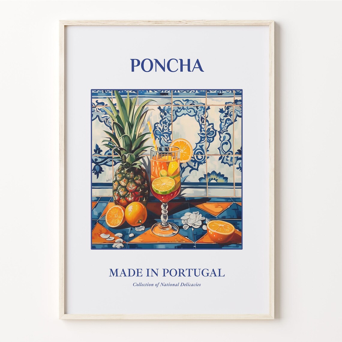 Poncha Portuguese Tropical Cocktail Azulejo Tile Drink Art Poster