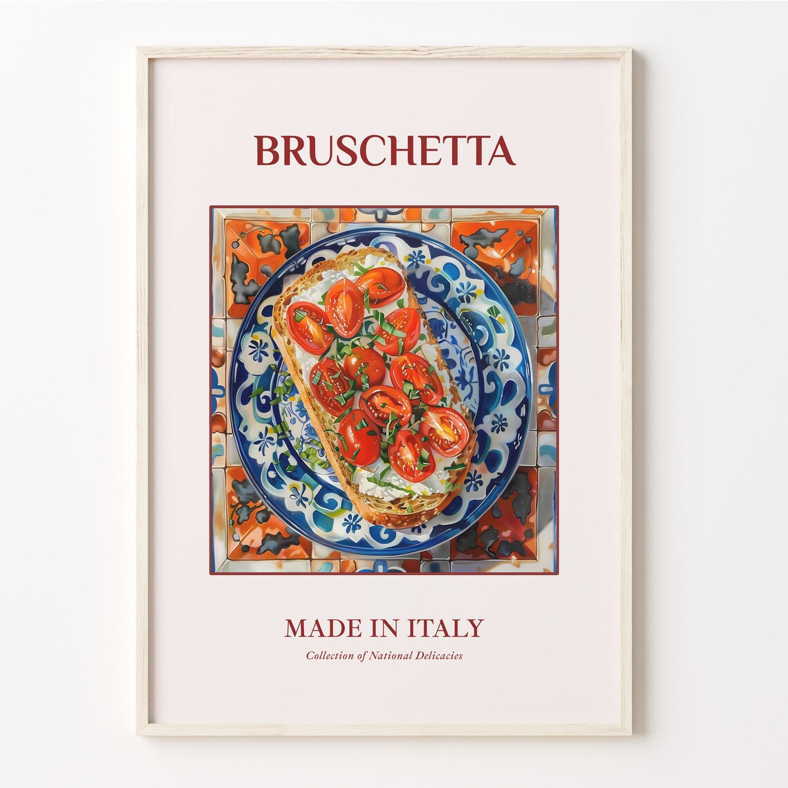 Bruschetta Italian Tomato Toast Maiolica Tile Kitchen Art Poster