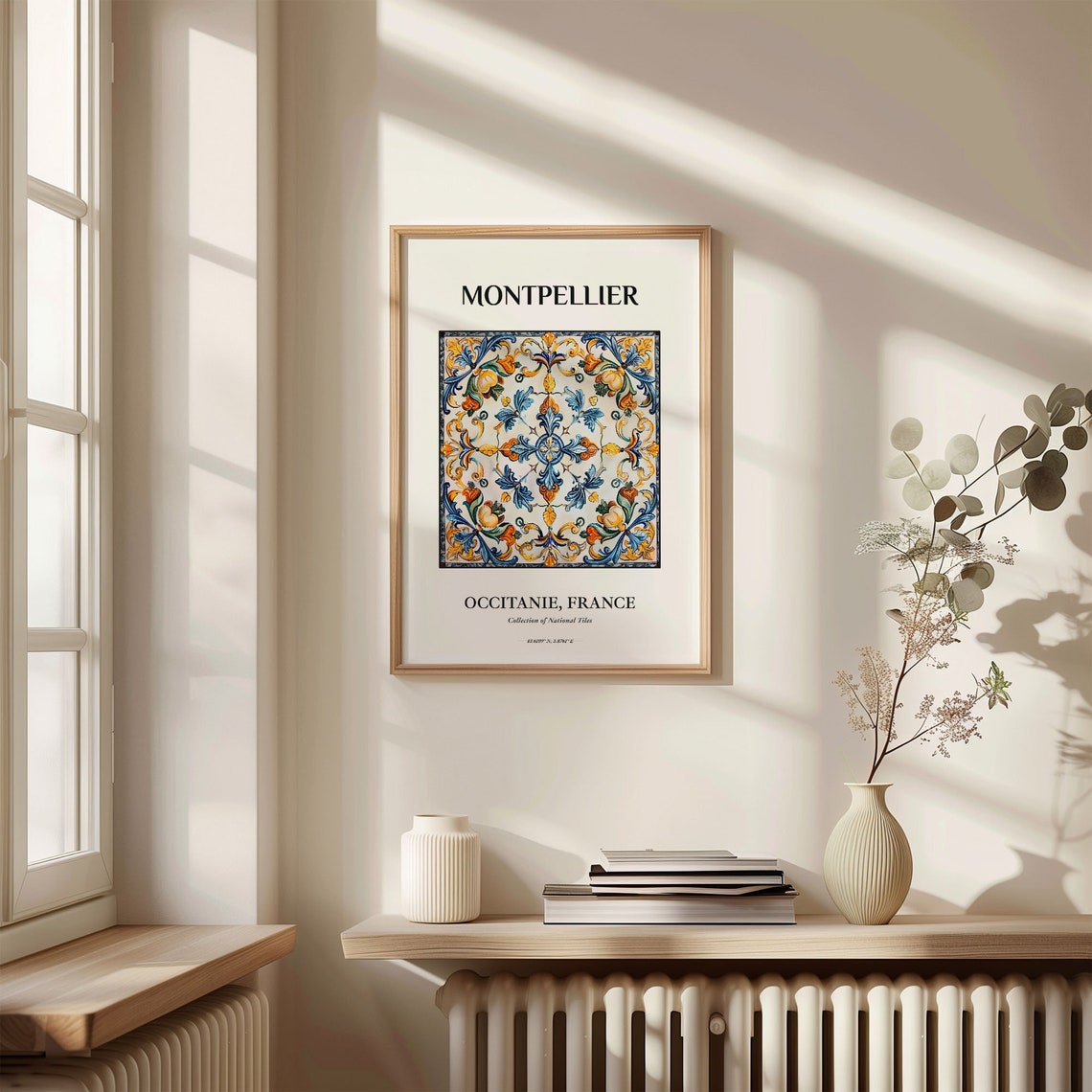 Montpellier France Baroque Floral Traditional Tile Pattern Poster - Image 3
