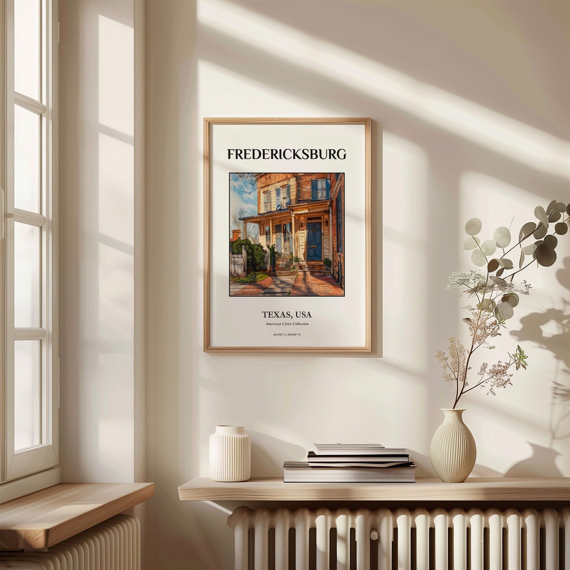Fredericksburg Texas Watercolor Historic Brick House Door Poster - Image 3