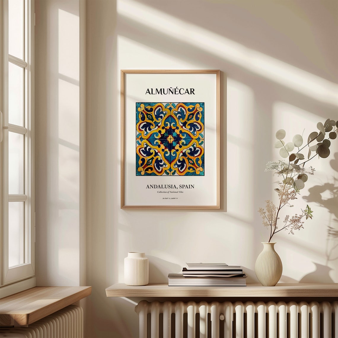 Almunecar Andalusia Tile Poster with Colorful Moorish Swirl Motif - Image 3