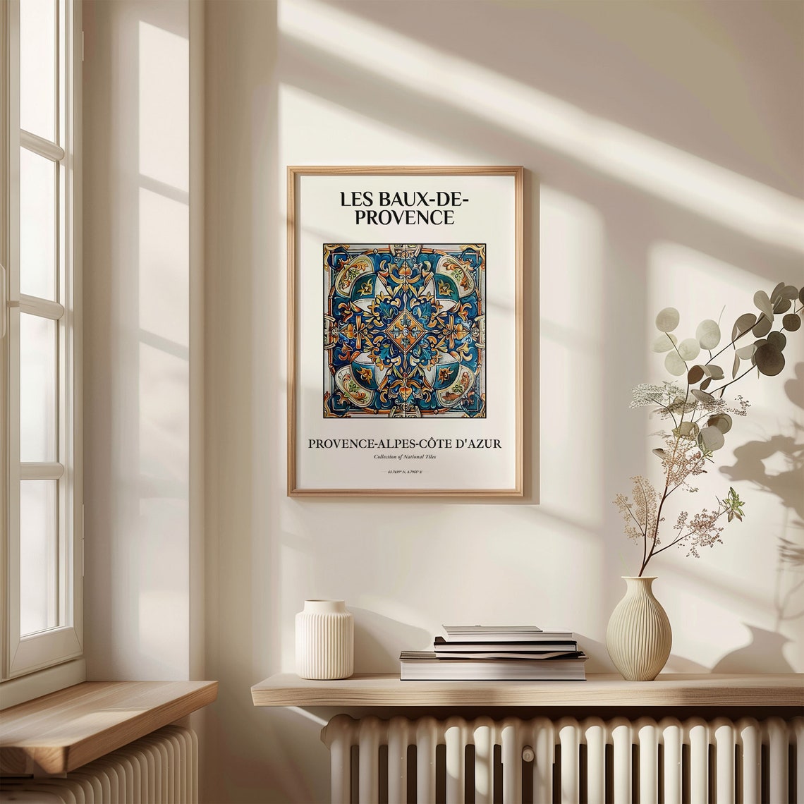 Les Baux de Provence France Blue Gold Ornate Ceramic Tile Poster - Image 3