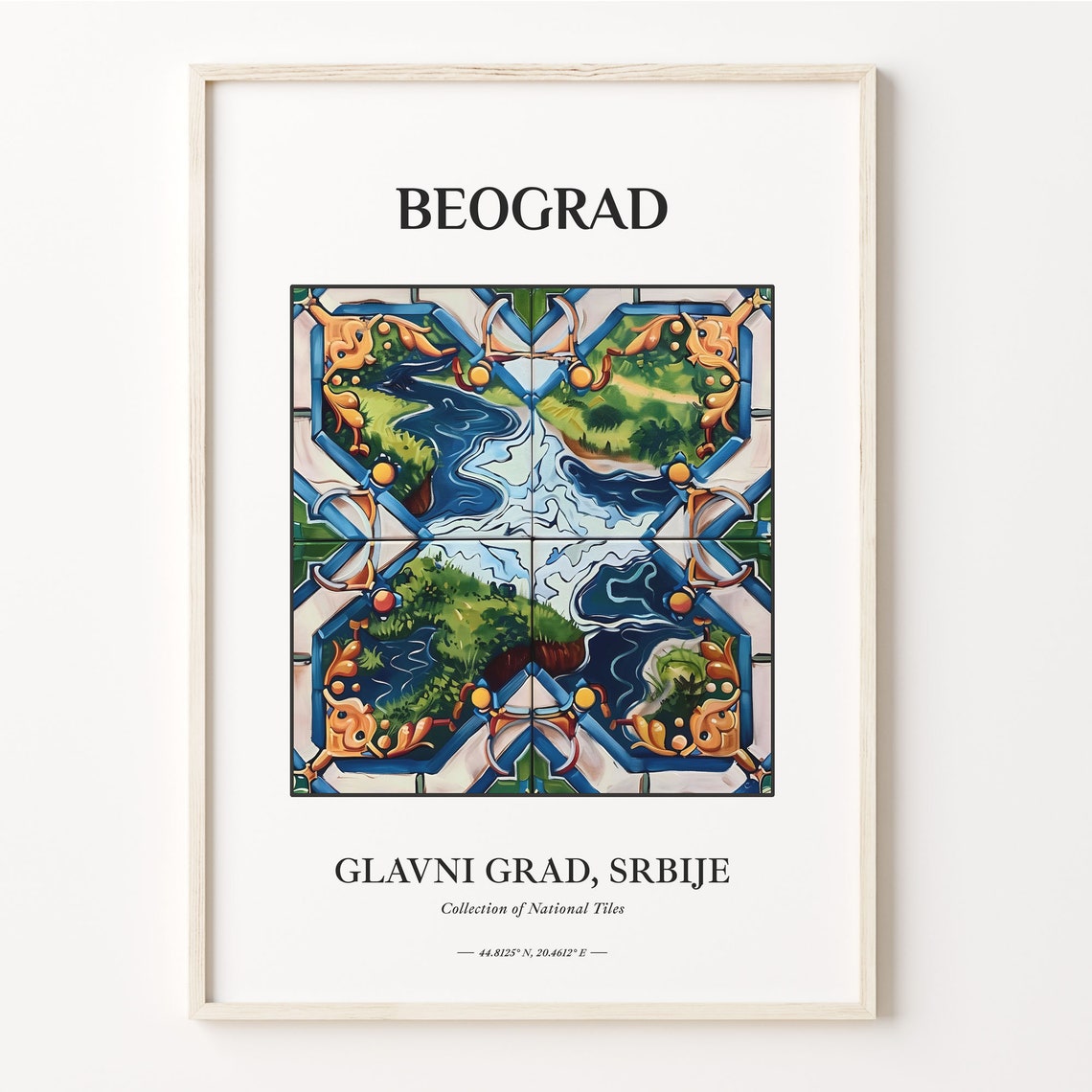 Beograd Serbia Aerial River Confluence Ceramic Tile Art Wall Poster