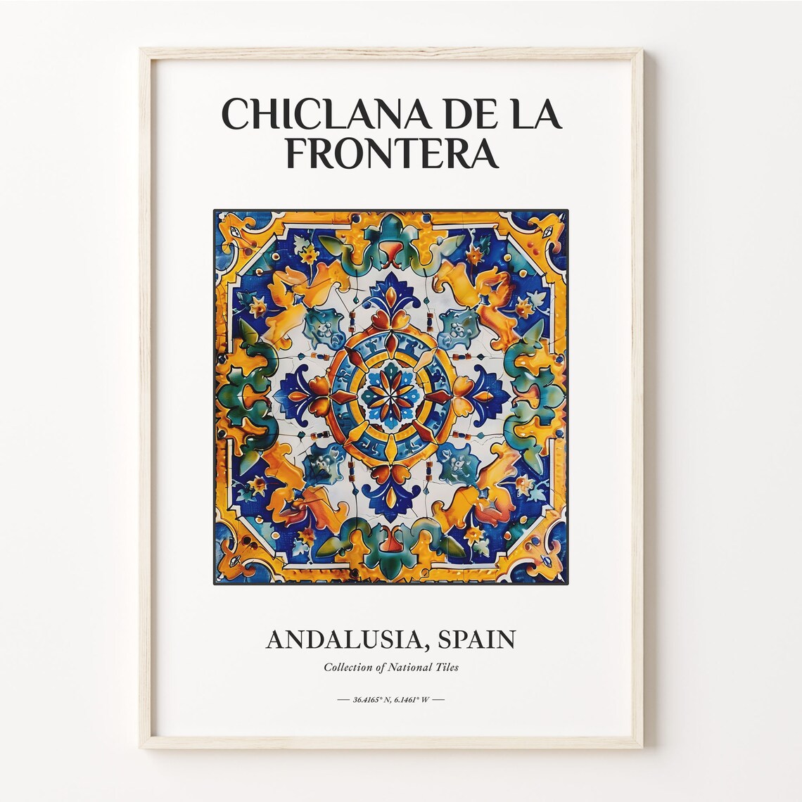 Chiclana de la Frontera Tile Poster with Andalusian Star Medallion