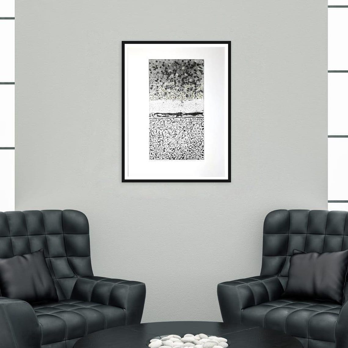 Monochrome Abstract Texture Minimalist Black And White Print