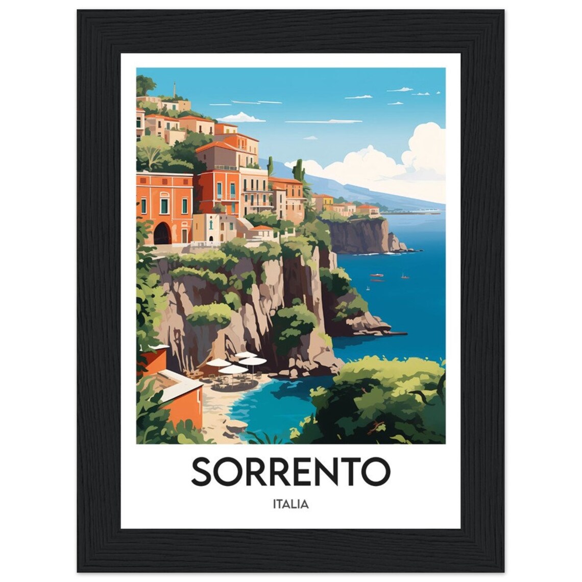 Sorrento Italy Cliffside Coastal Town Amalfi Coast Seascape Poster